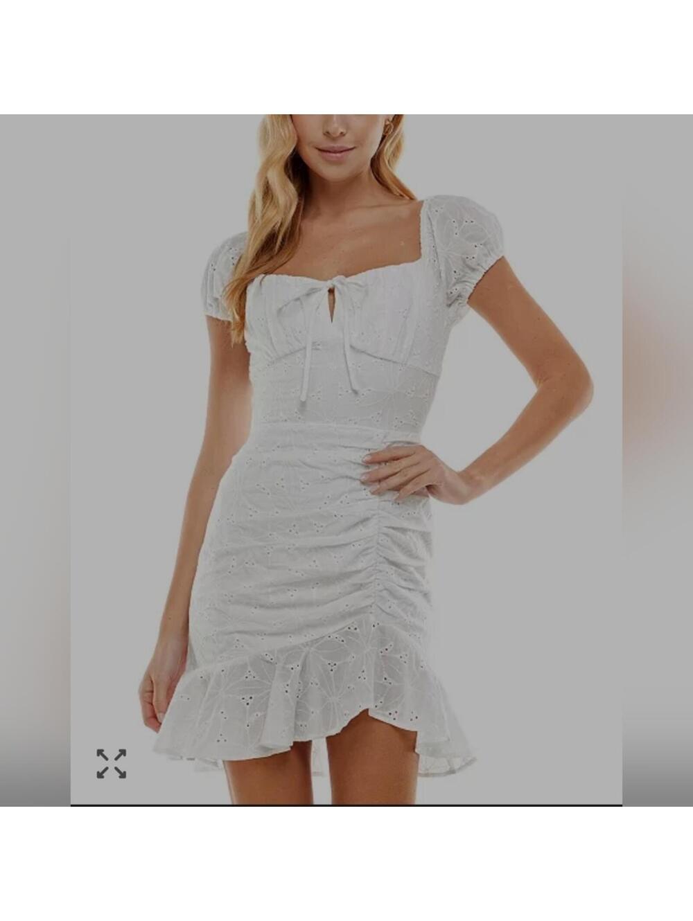 City Triangles White Eyelet Mini Dress NWT SZ 19 Cotton